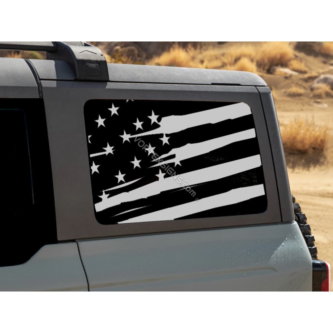Quarter window American flag decal for Ford Bronco