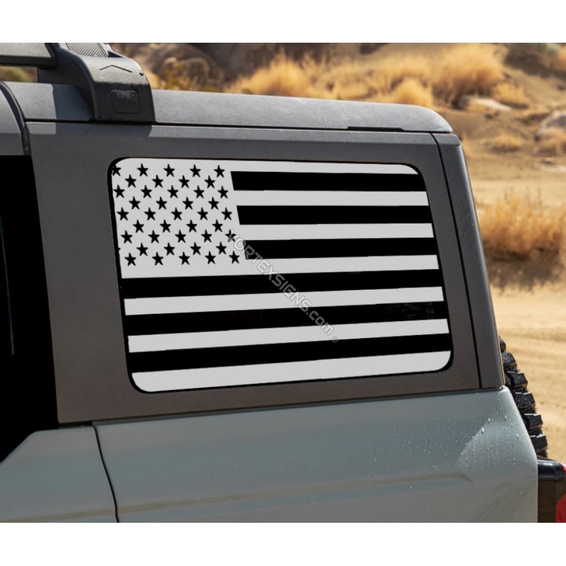 Ford Bronco side 3rd window American flag decal sticker