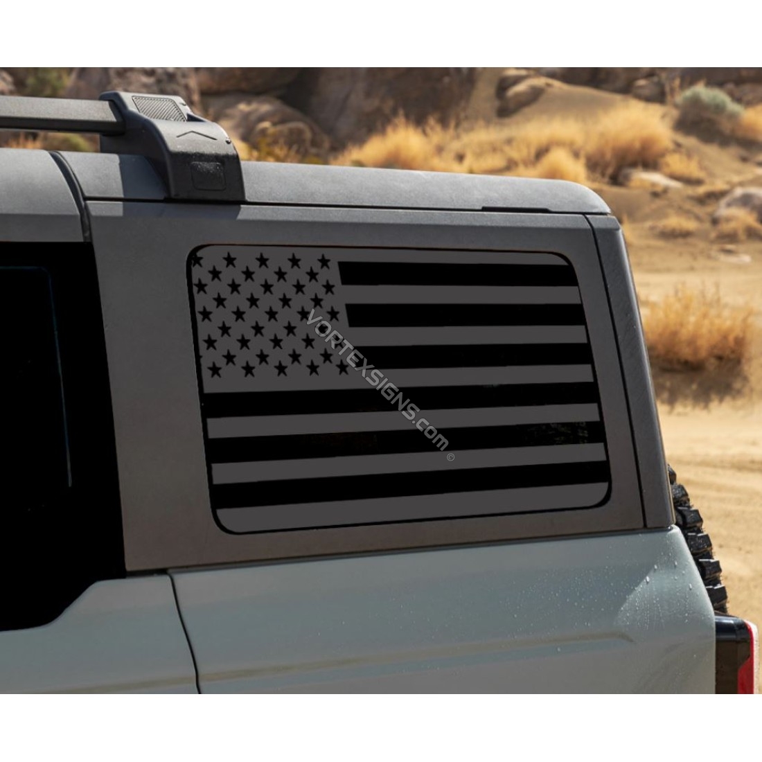 Ford Bronco side 3rd window American flag decal sticker