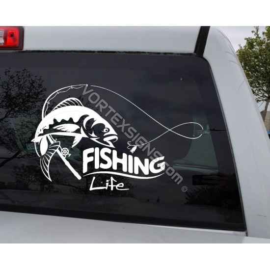 Fisherman Catching Fish Vinyl Sticker Decal Sign Laptop Car Window *SIZES*  Gift
